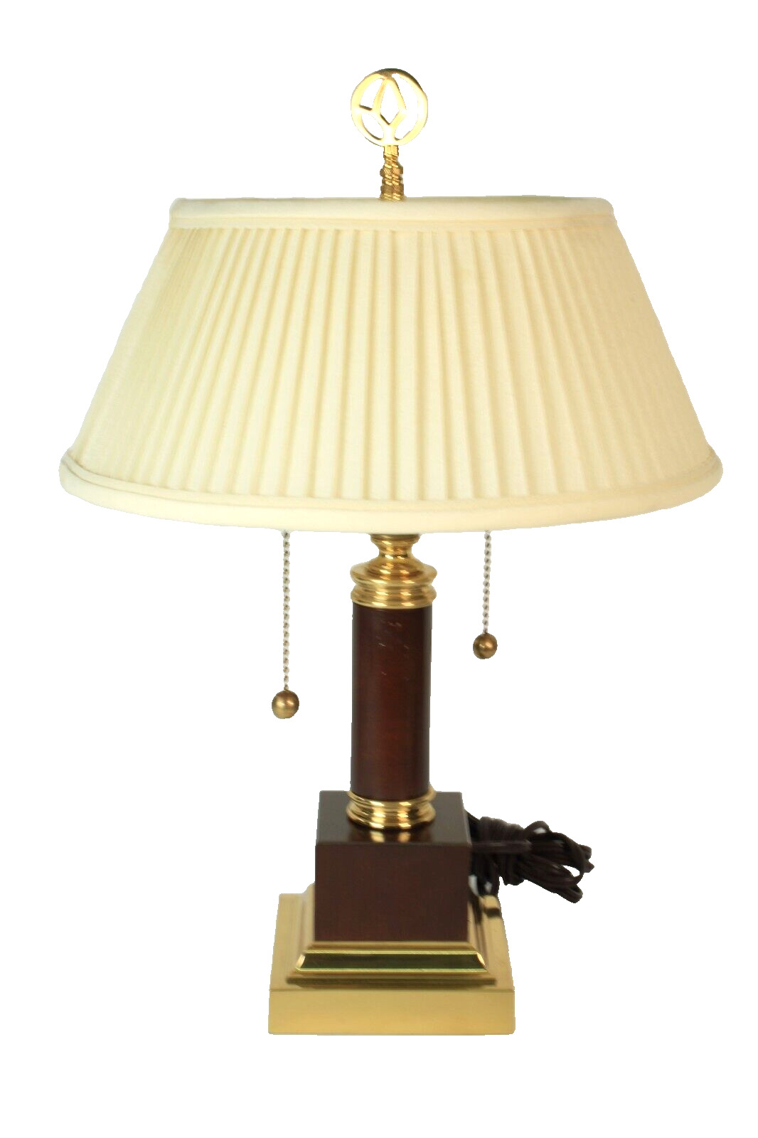 Vintage Cherry Wood And Brass Desk Lamp