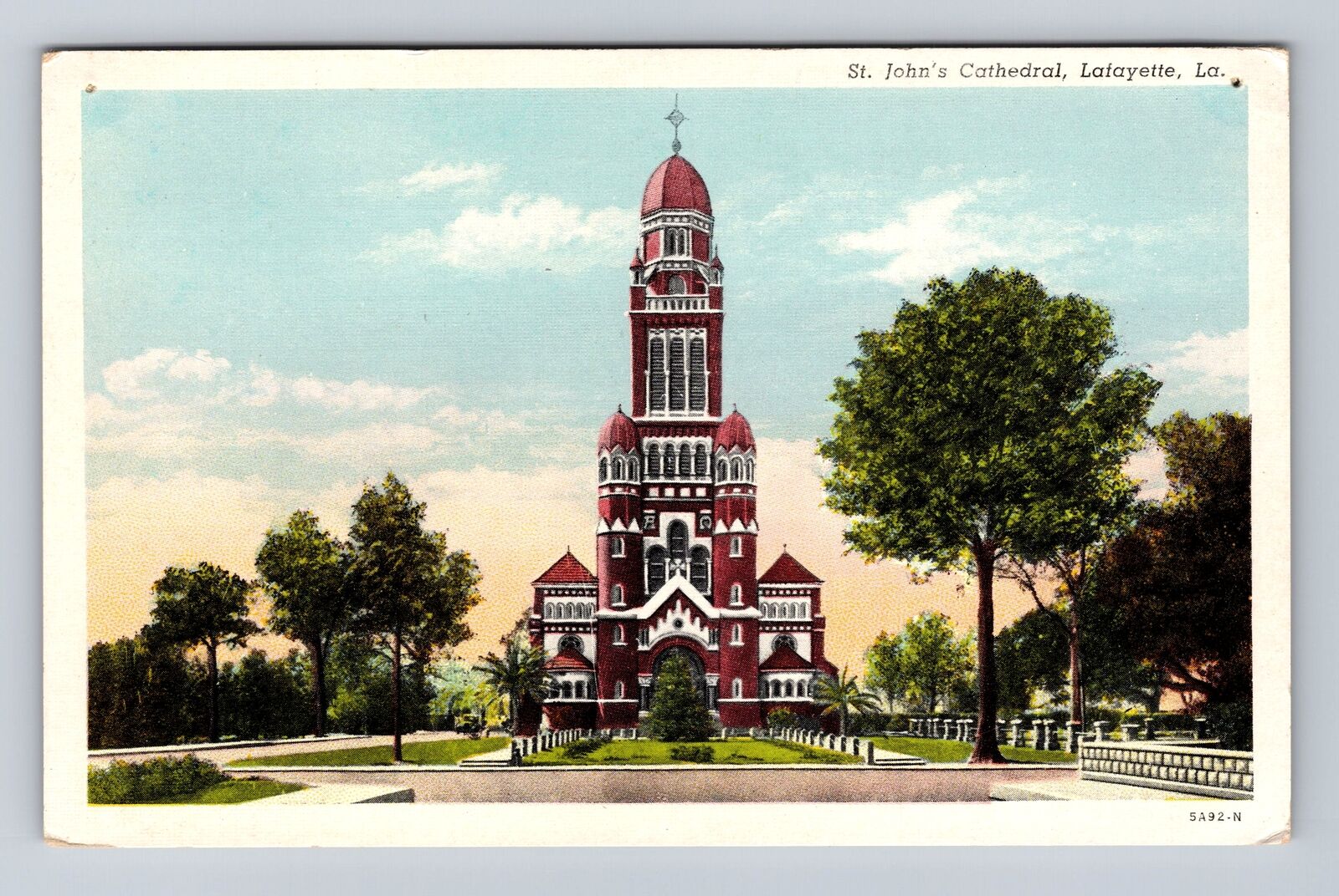 Lafayette LA-Louisiana, St John\'s Cathedral, Religion, Antique Vintage Postcard