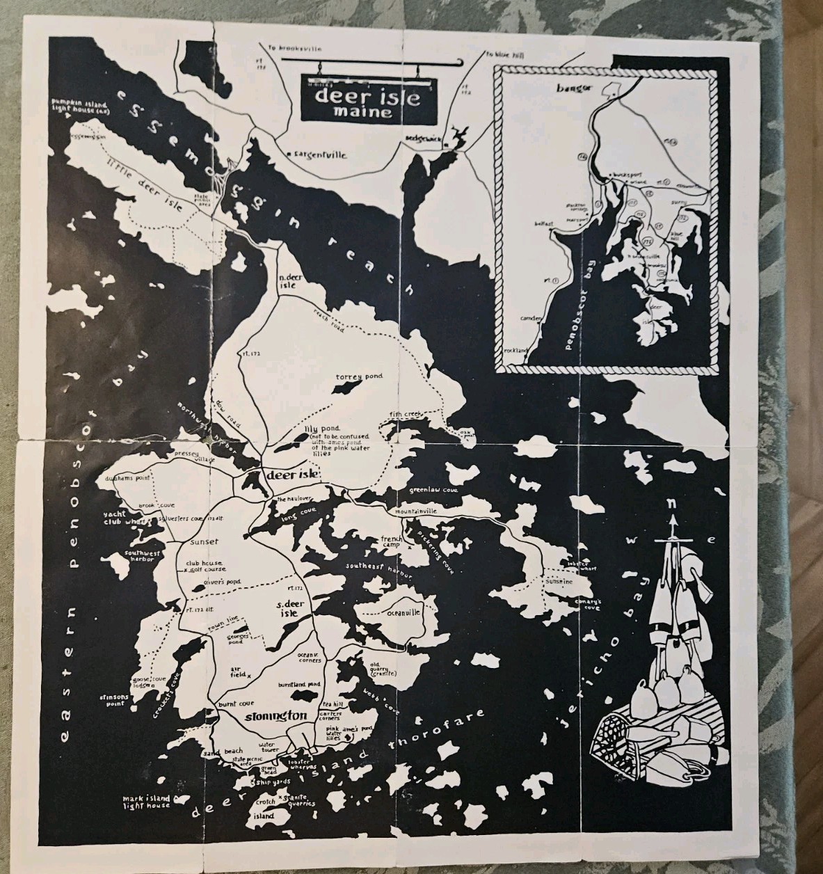 1940s Stonington Deer Isle Maine Brochure MAP