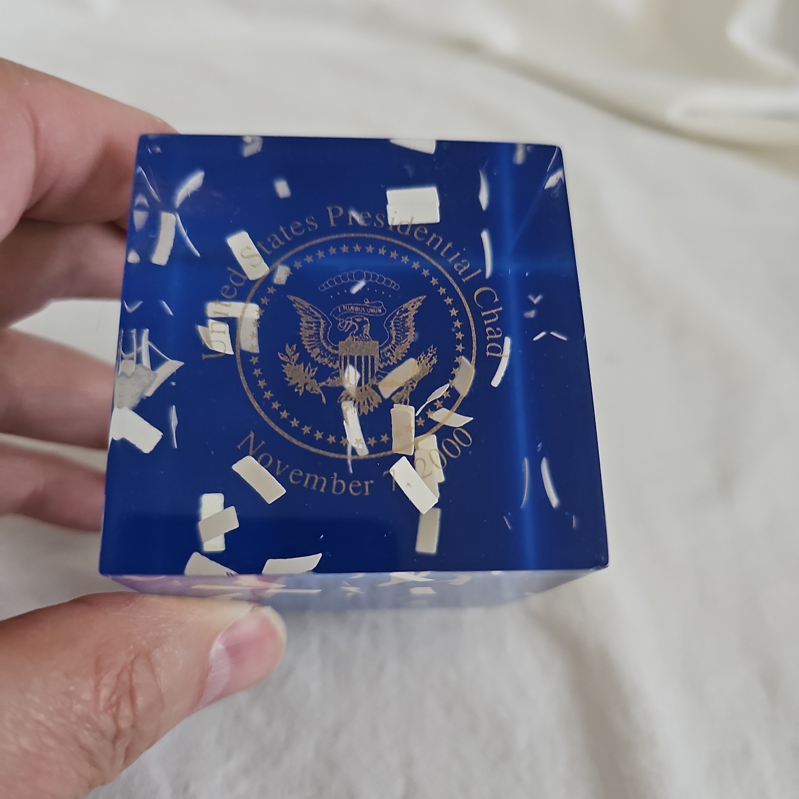 Vintage November 7 2000 United States Presidential Chad Encased Paperweight