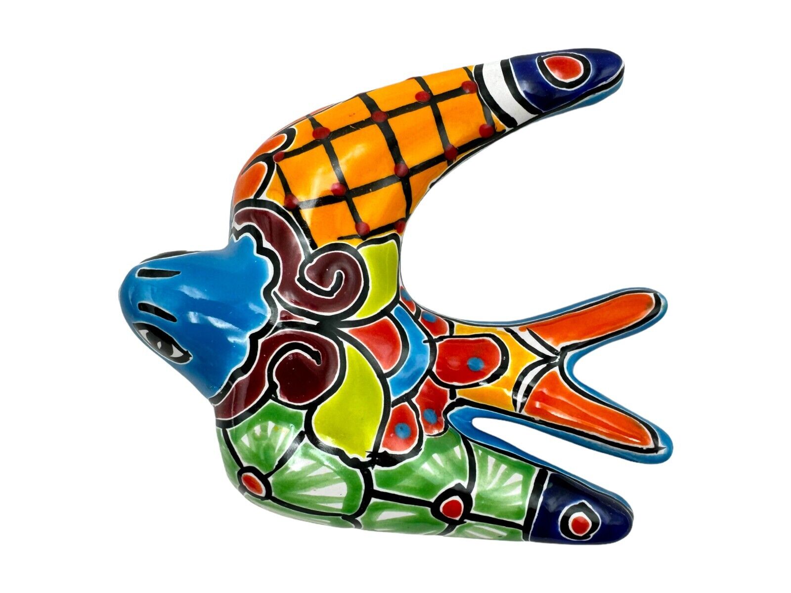 Talavera Swallow Bird Wall Art Mexican Pottery Folk Art Multicolor Handmade