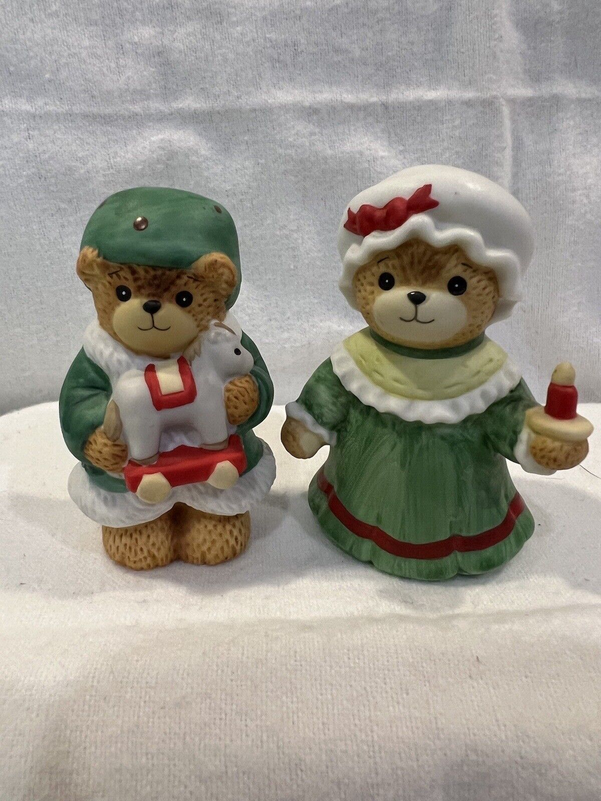 Vtg Lucy & Me Christmas Girl w/ Candle Stick AND Christmas Boy w/Rocking Horse