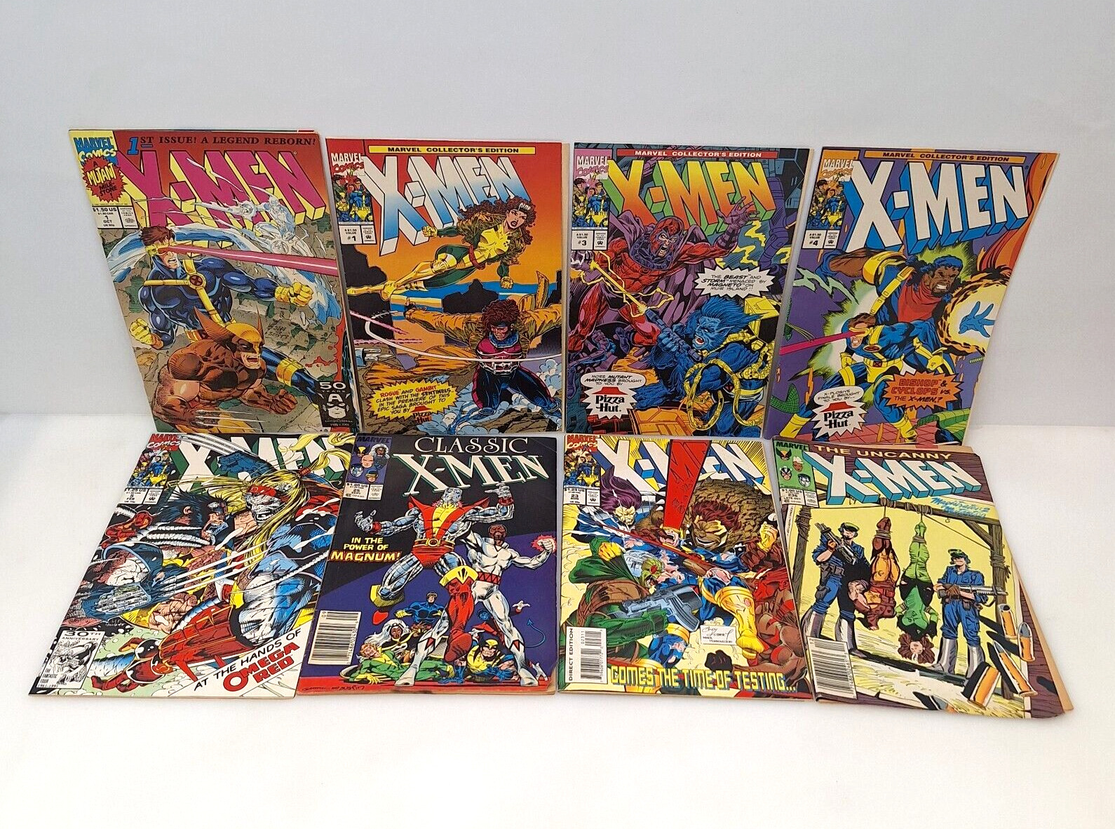 Lot of 8 X-Men Wolverine vs Omega Red Uncanny Jim Lee Vintage Marvel Pizza Hut
