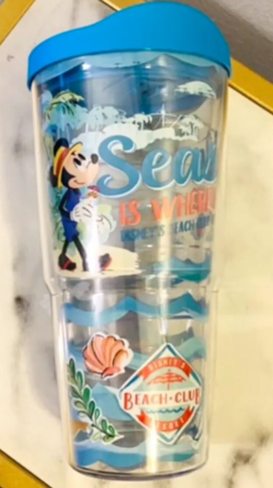 Disney Parks Beach Club Resort Mickey Mouse Tervis Tumbler Cup NEW