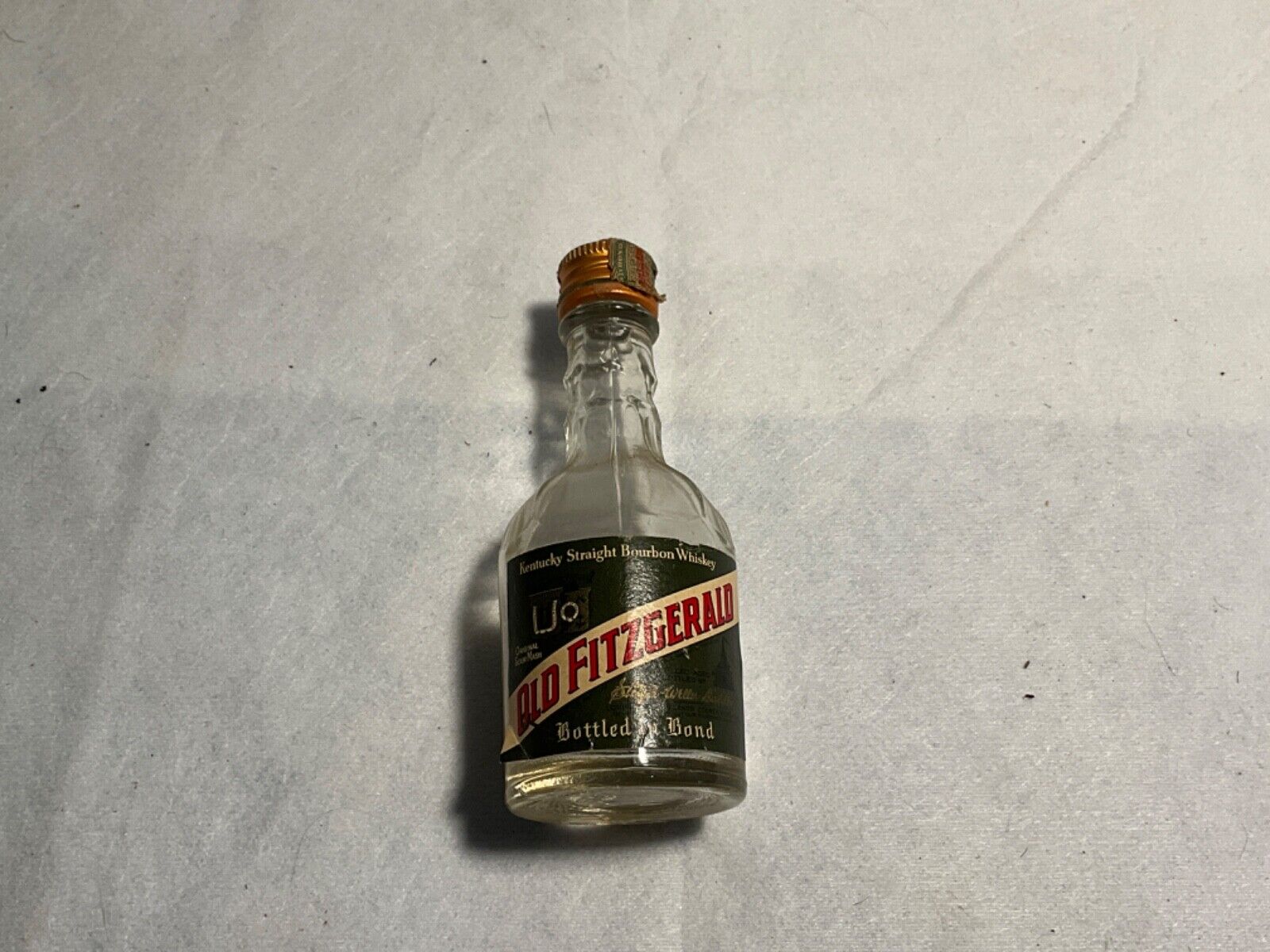 Vtg 1960s Era Old Fitzgerald Bourbon Whiskey 1/10 Pint 100-Proof BIB Mini Bottle