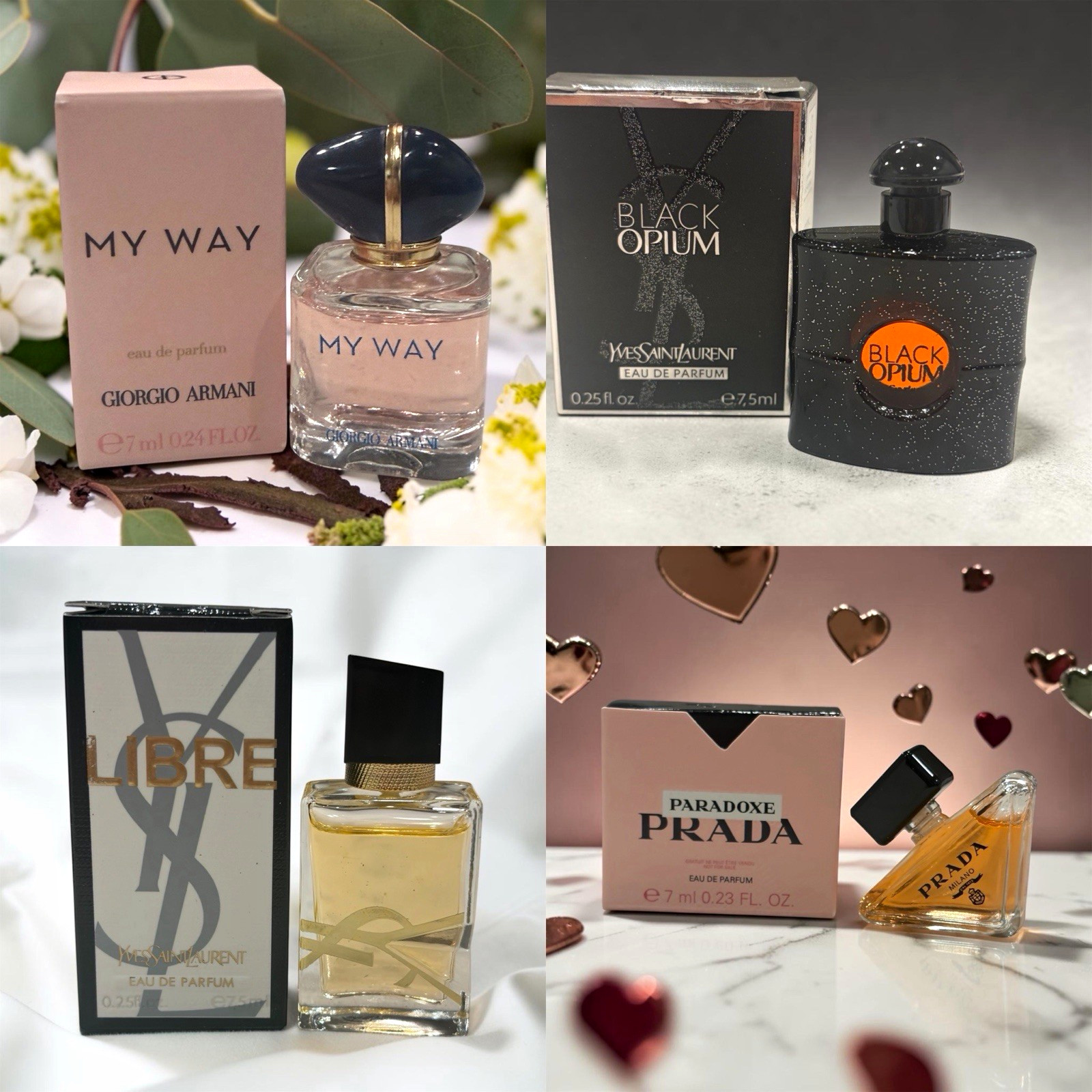Perfume Miniature Lot 4 EDP: Armani My Way, YSL Black Opium/Libre, Prada Perfume Miniature Lot 4 EDP: Armani My Way, YSL Black Opium/Libre, Prada
