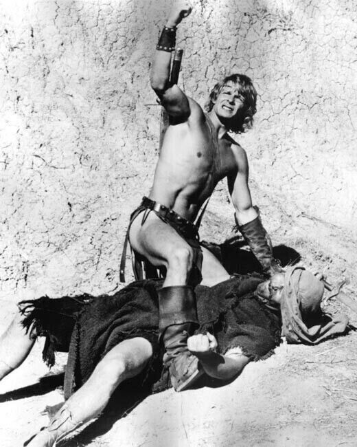 The Beastmaster 1982 Marc Singer fist in the air wins fight24x36 inch Poster
