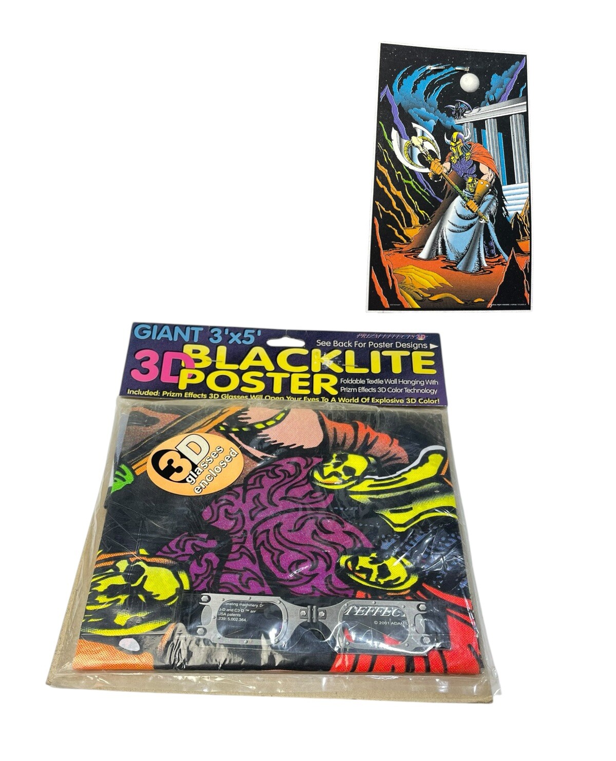 Vintage 3D Giant 3' x 5' Blacklite Poster Death Knight w 3D Glasses Black Light Vintage 3D Giant 3' x 5' Blacklite Poster Death Knight w 3D Glasses Black Light