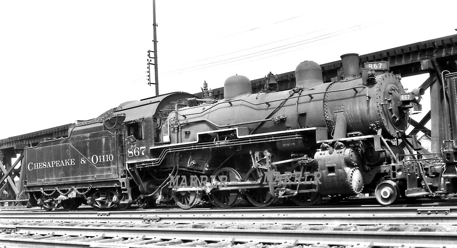 RR Print-CHESAPEAKE & OHIO C&O 867  0-8-0 at South Charleston WV  9/5/1948