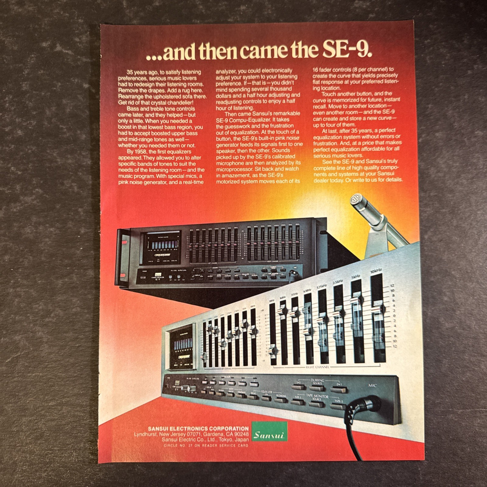 1982 SANSUI SE-9 Print Ad • Original • 1980s ADV04 1982 SANSUI SE-9 Print Ad • Original • 1980s ADV04