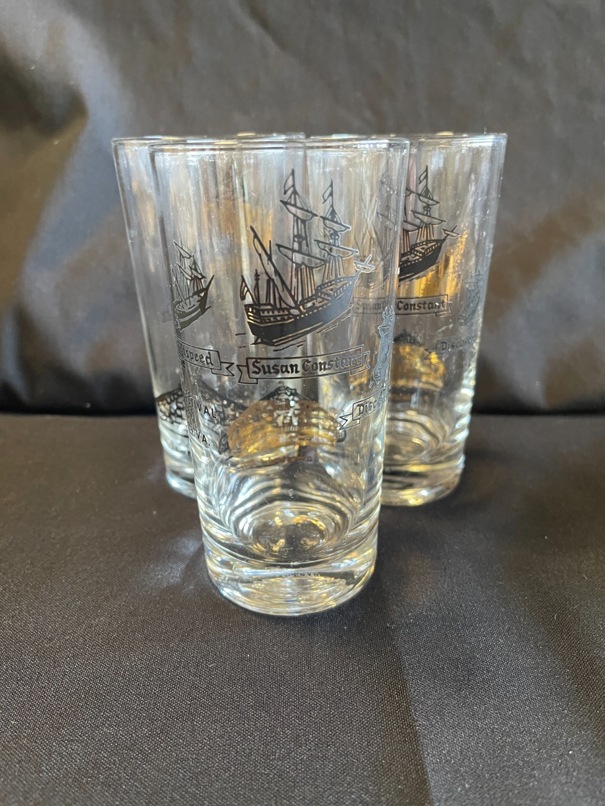 7 Vintage Jamestown Festival Souvenir Glass Tumblers Celebrating 350 Years 7 Vintage Jamestown Festival Souvenir Glass Tumblers Celebrating 350 Years