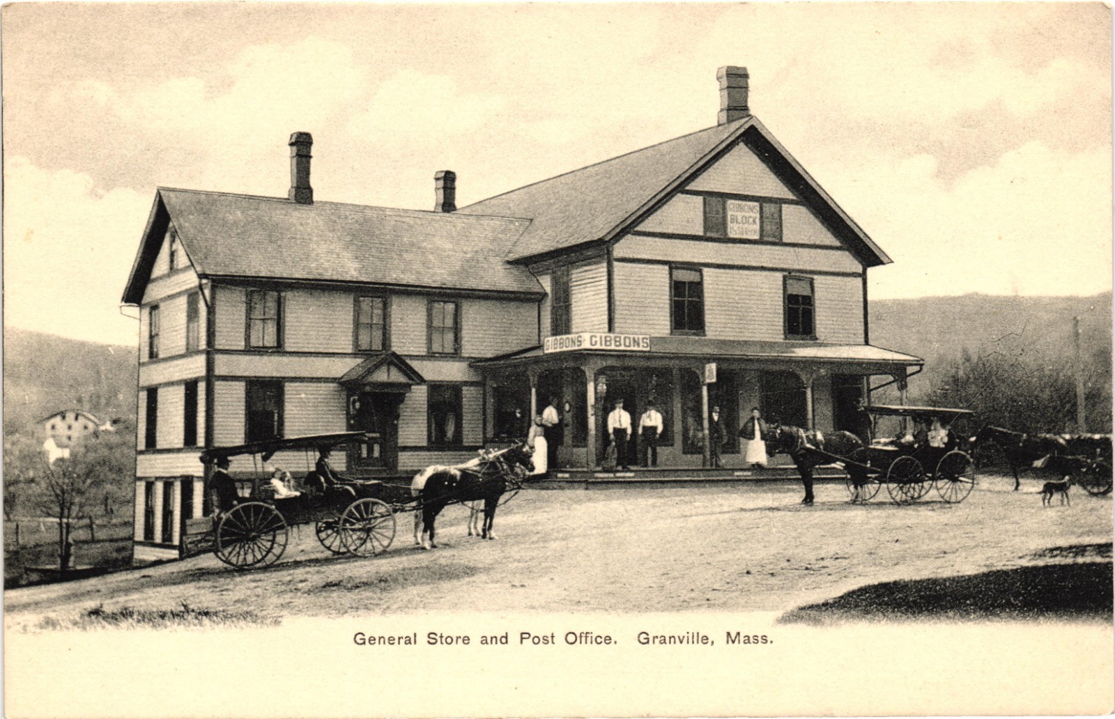 Granville MA Postcard General Store Post Office Gibbons Block Antique Mass Granville MA Postcard General Store Post Office Gibbons Block Antique Mass