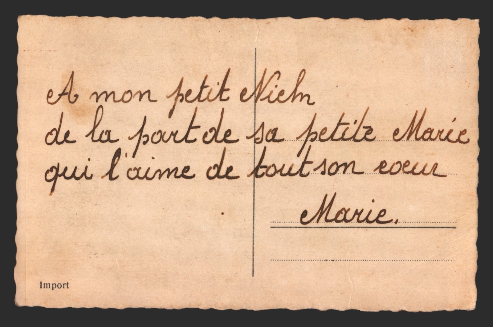 Vtg c.1940's French Love Letter With All My Heart Couple Postcard Vtg c.1940's French Love Letter With All My Heart Couple Postcard