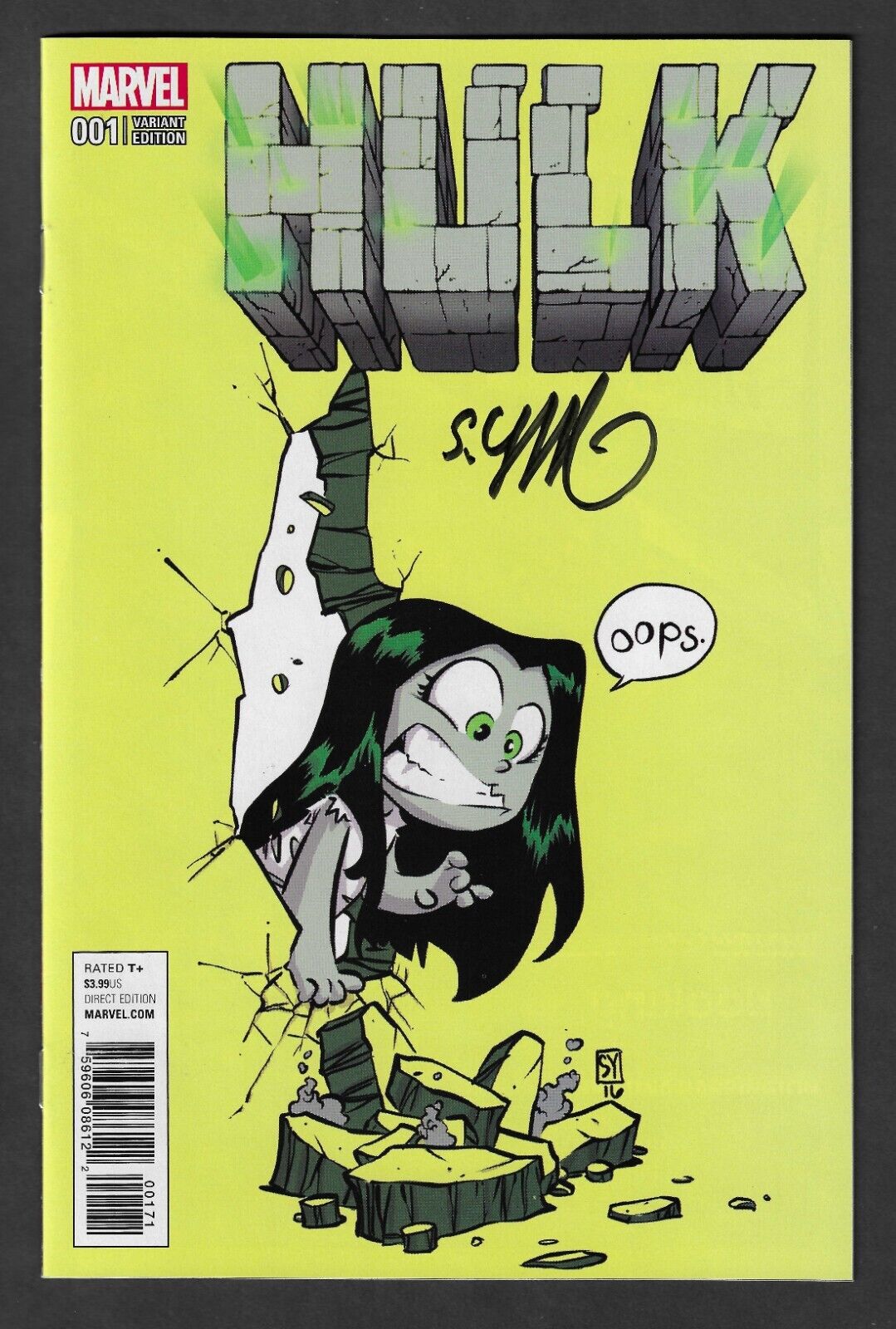 HULK #1 (2016) SIGNED BY SKOTTIE YOUNG  *** RARE GRAY SHE-HULK OOPS VARIANT ***