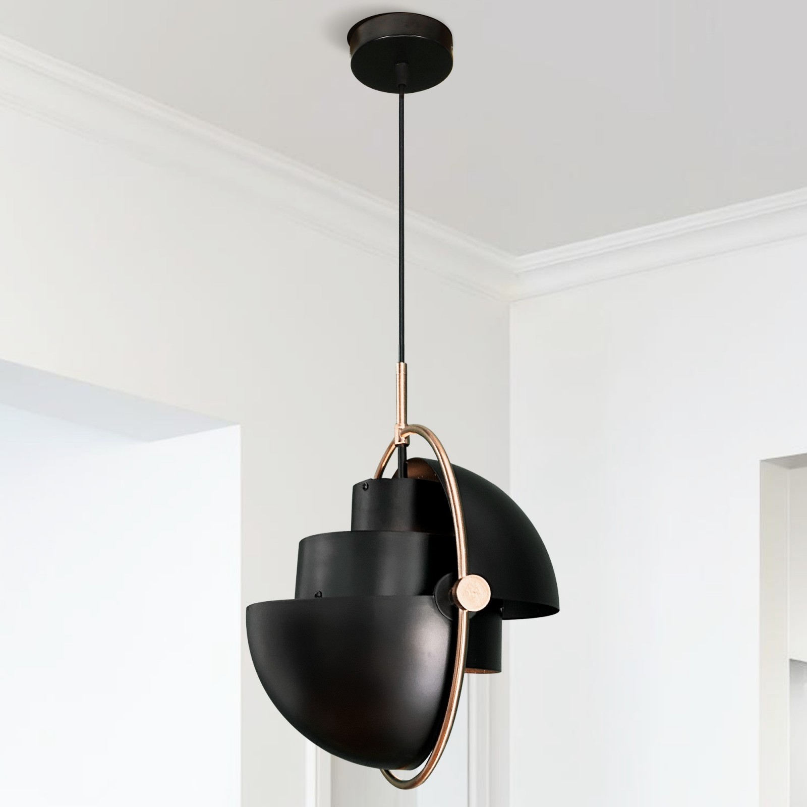 Modern Creative Black Wrought Iron Pendant Light,  Capable Of 4 Different Shapes