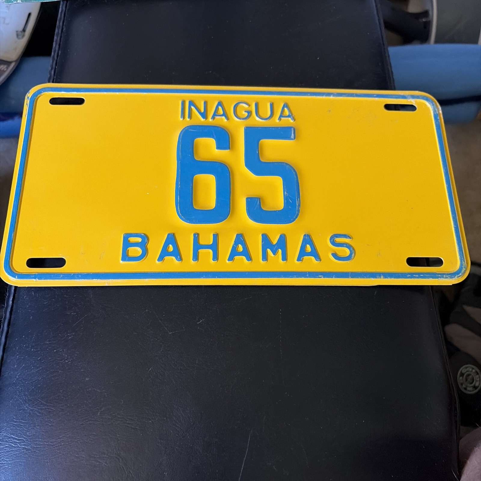Bahamas License Plate, InaguA clean  low number 