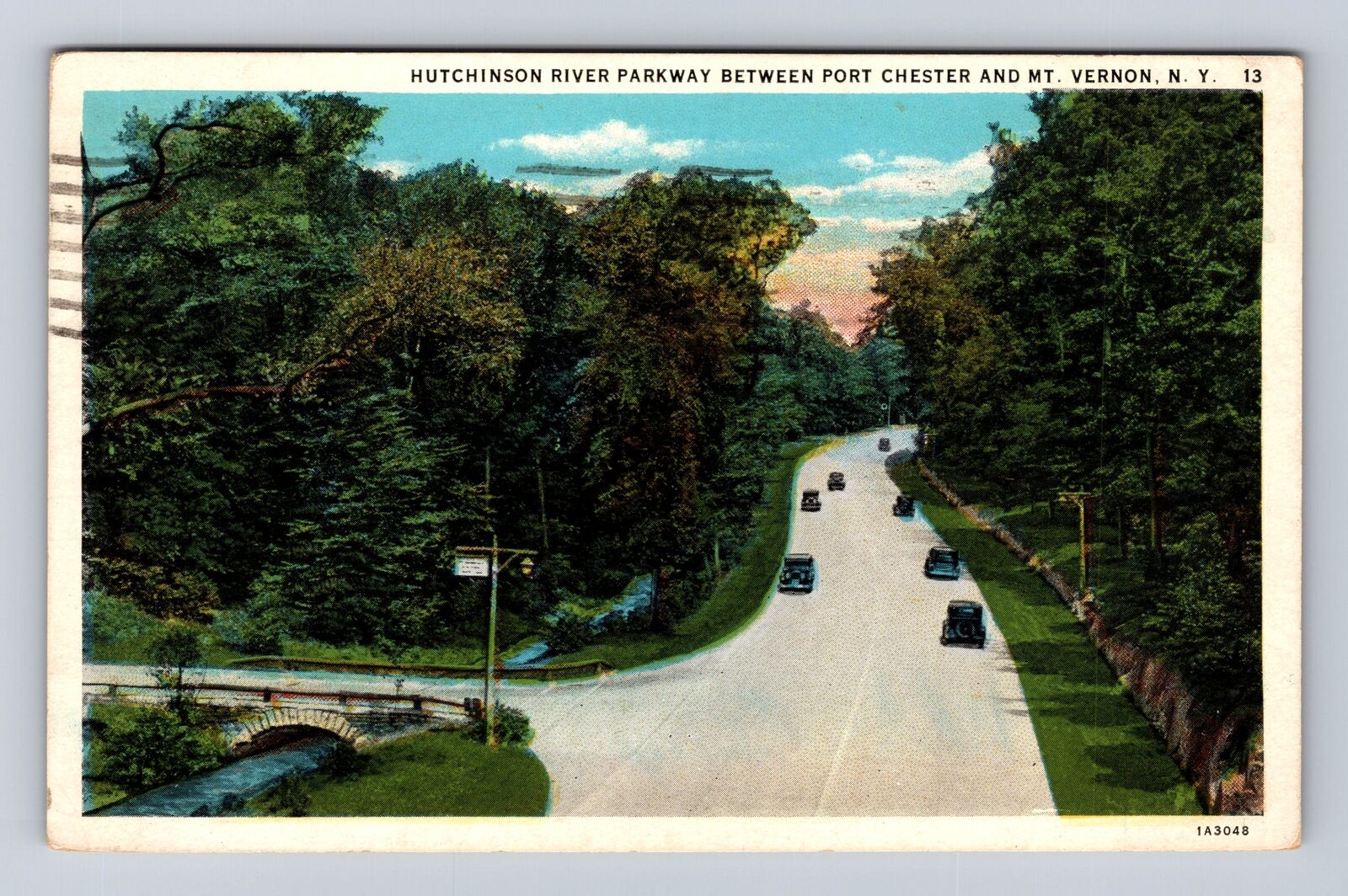 Vernon NY-New York, Hutchinson River Parkway, Automobiles Vintage c1933 Postcard