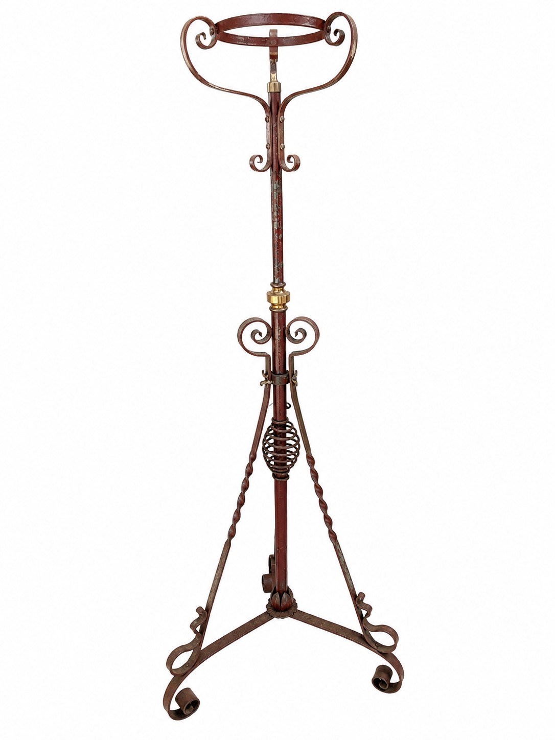 Vintage Wrought Iron Arts & Crafts Adjustable Ornate Standard Floor Lamp Detail