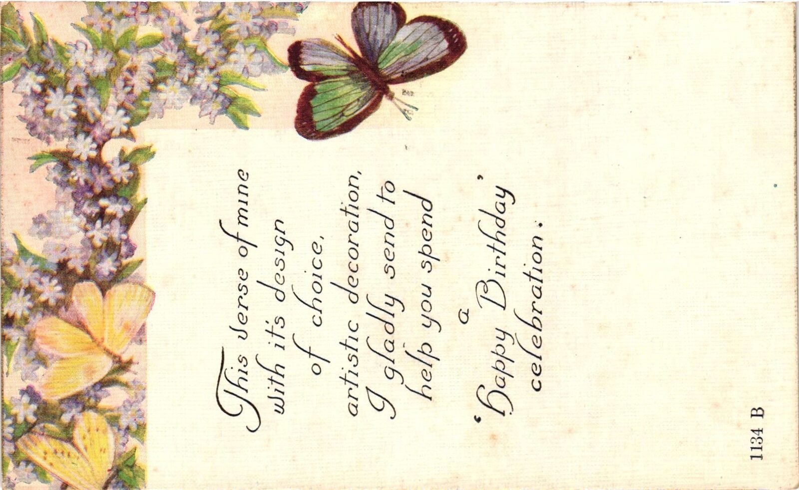 Vintage Postcard- THIS VERSE OF MINE WITH IT\'S DESIGN, HAPPY BIRTHDAY CELEBRATIO