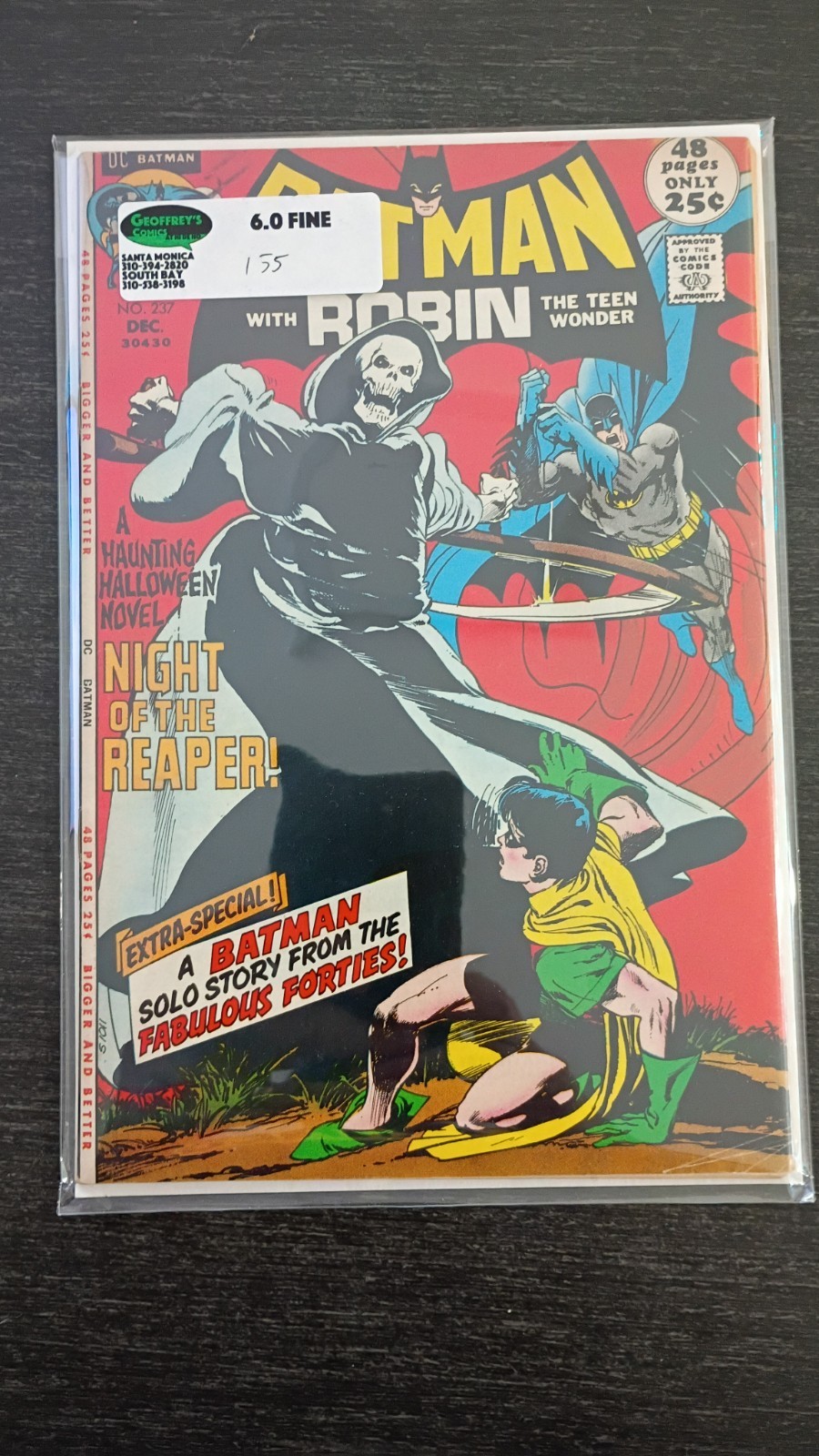 Vintage comic book BATMAN #237 DC 1971 Grim Reaper/Death Neal Adams art 6.0 Vintage comic book BATMAN #237 DC 1971 Grim Reaper/Death Neal Adams art 6.0