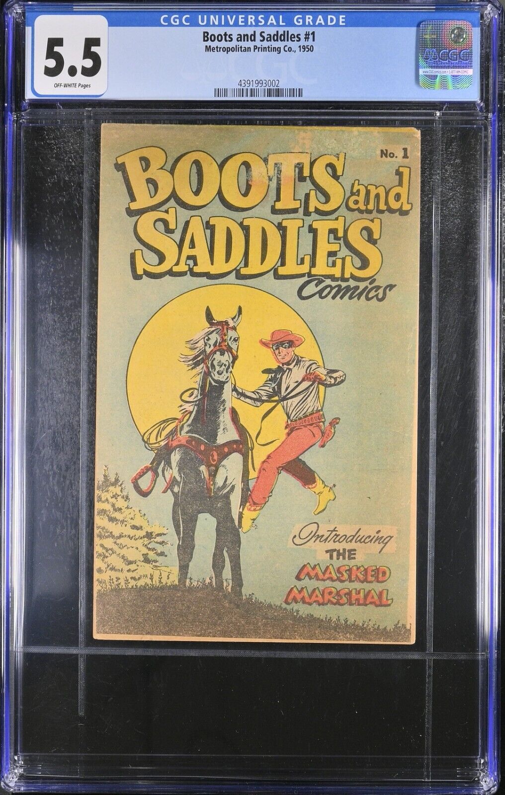Boots and Saddles Comics #1 (1950) Metropolitan Printing Co. CGC 5.5, SCARCE