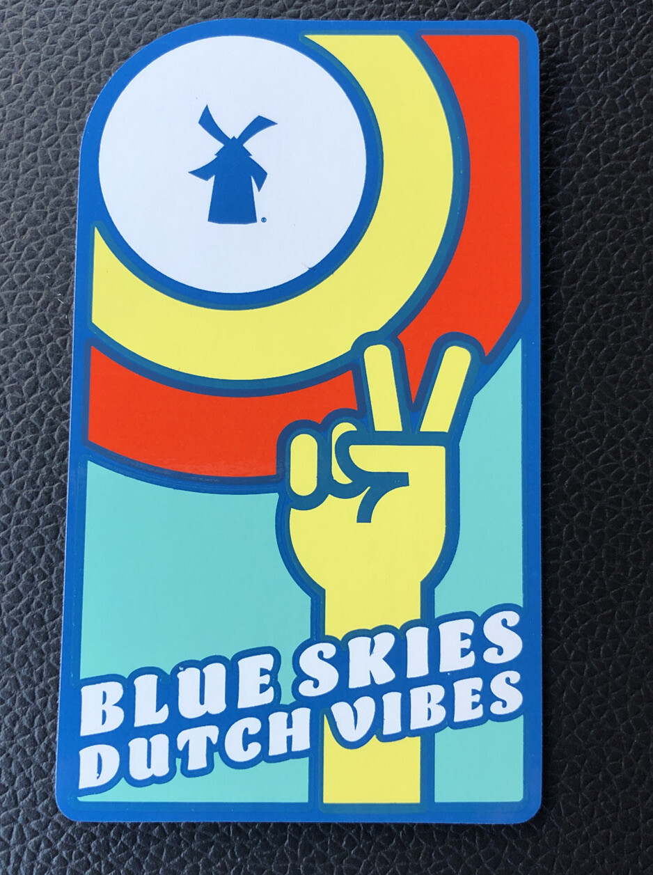 DUTCH Bros STICKER June 2020 BLUE Skies VIBES Peace FINGERS Rare OLD Stock DUTCH Bros STICKER June 2020 BLUE Skies VIBES Peace FINGERS Rare OLD Stock