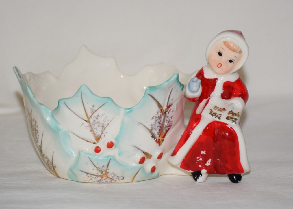 Vtg Napco? Holly Choir Girl Christmas Planter AS IS Vtg Napco? Holly Choir Girl Christmas Planter AS IS