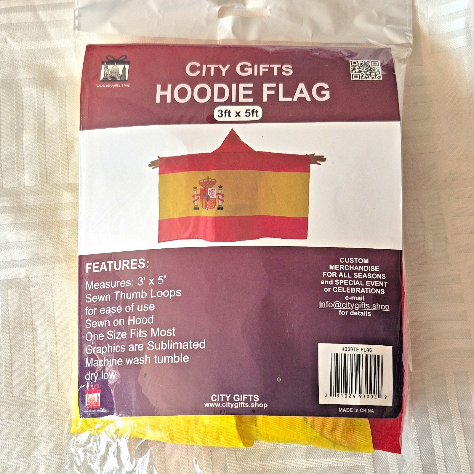 City Gifts 2026 Fifa World Cup Soccer Team Espana Spain Hoodie Flag Cape 3 x 5ft