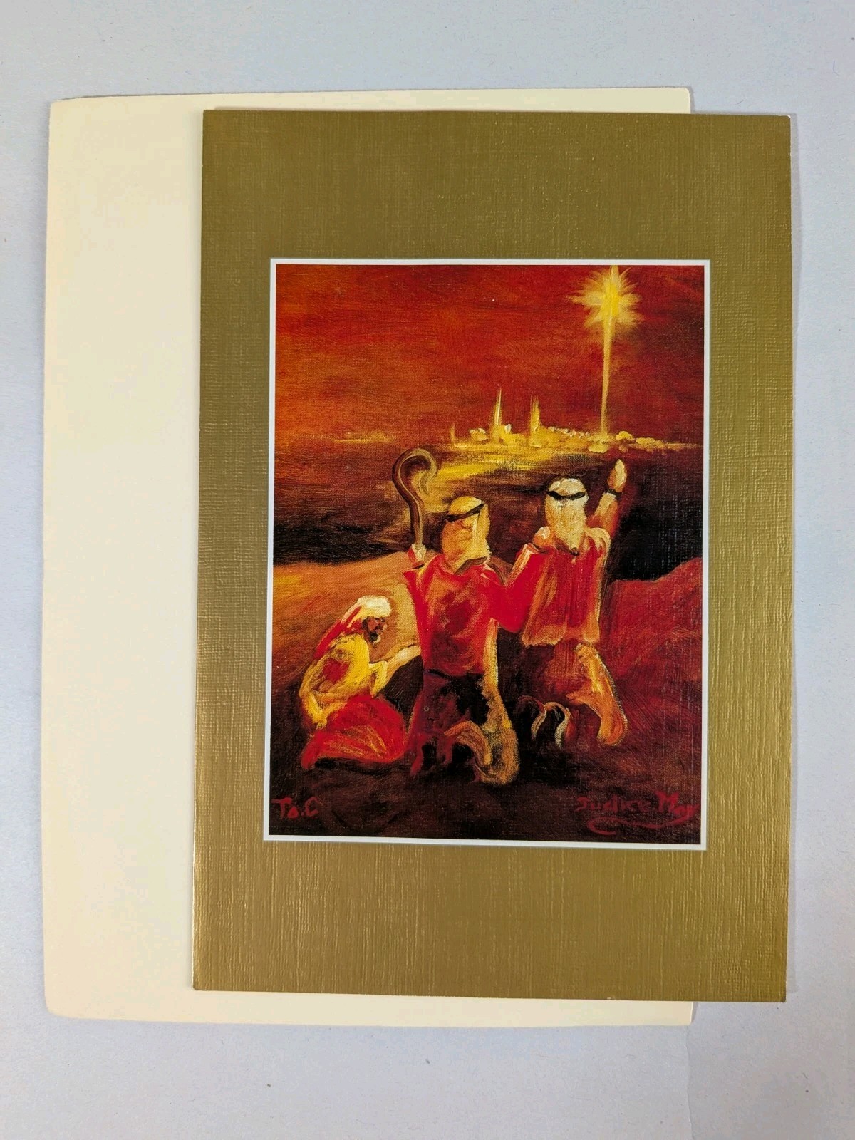 Vintage Christmas Greeting Card Mouth Painter Star Wise Men Nativity MFPA Rare