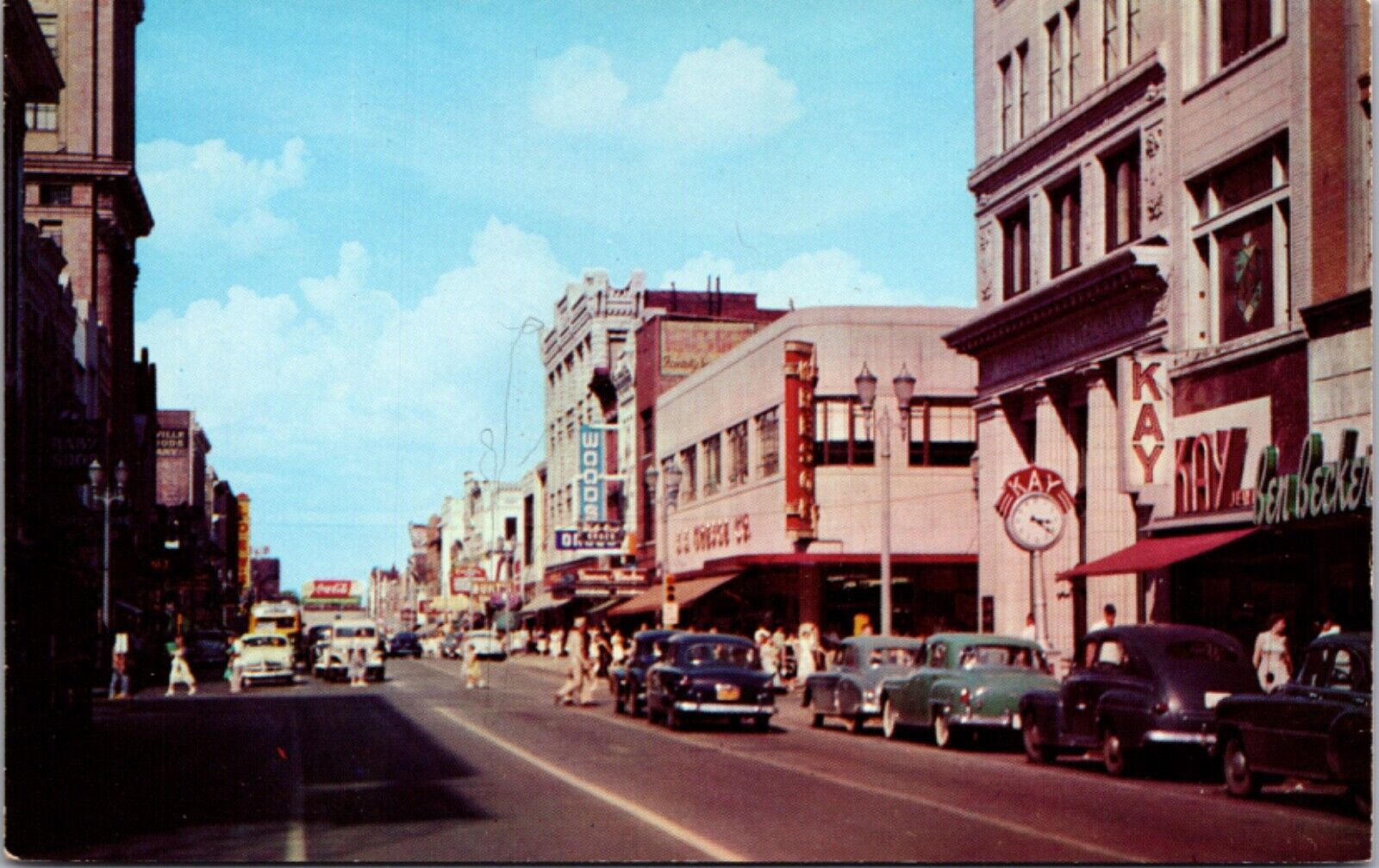Postcard Looking Northeast on Main Street in Downtown, Evansville, Indiana