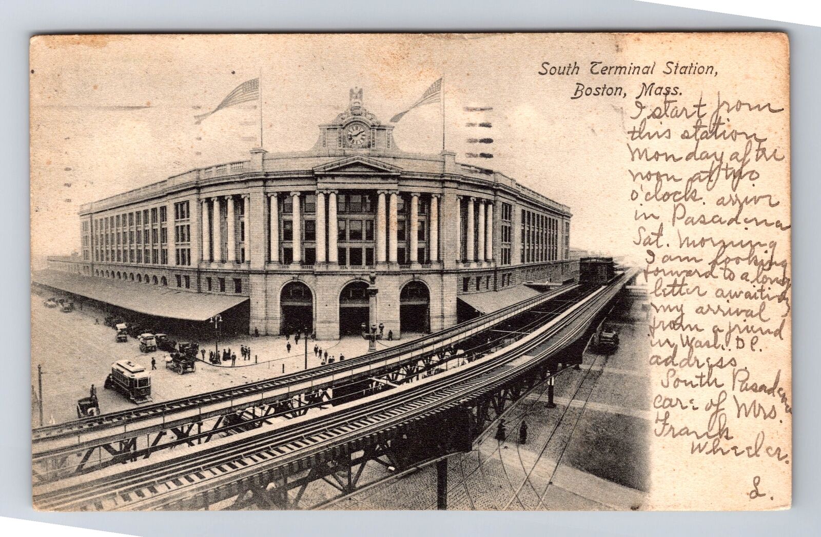 Boston MA-Massachusetts, South Terminal Station, Souvenir Vintage c1906 Postcard