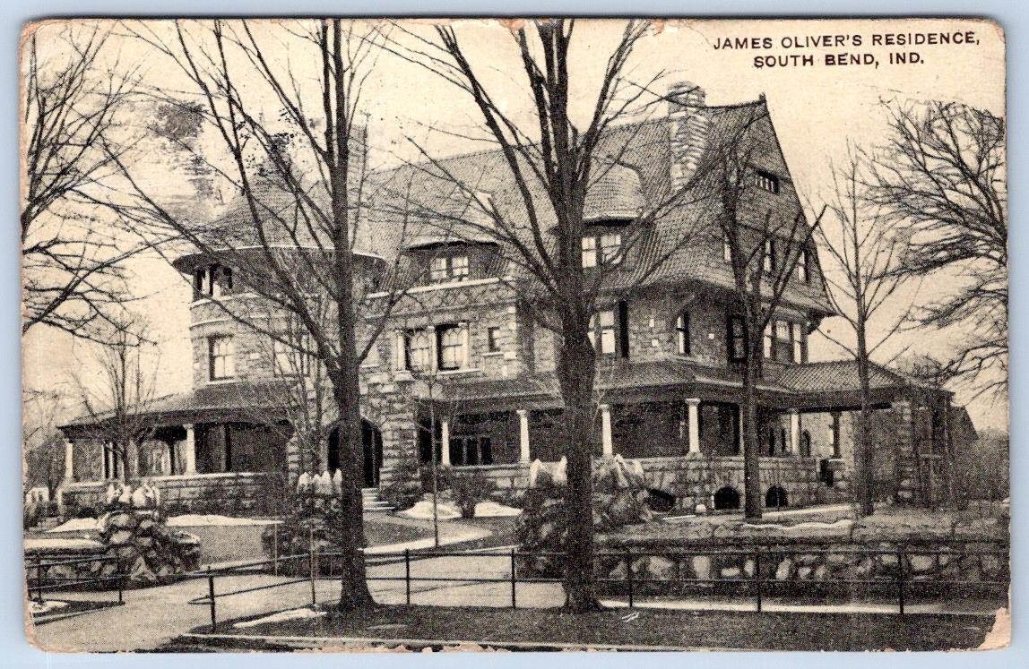 1908 SOUTH BEND INDIANA JAMES OLIVER\'S RESIDENCE STONE HOUSE*GERMANY*POSTCARD