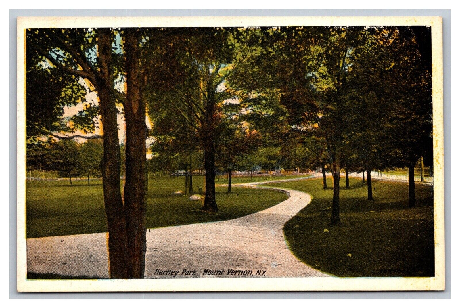 Mount Vernon NY New York Hartley Park White Border Postcard