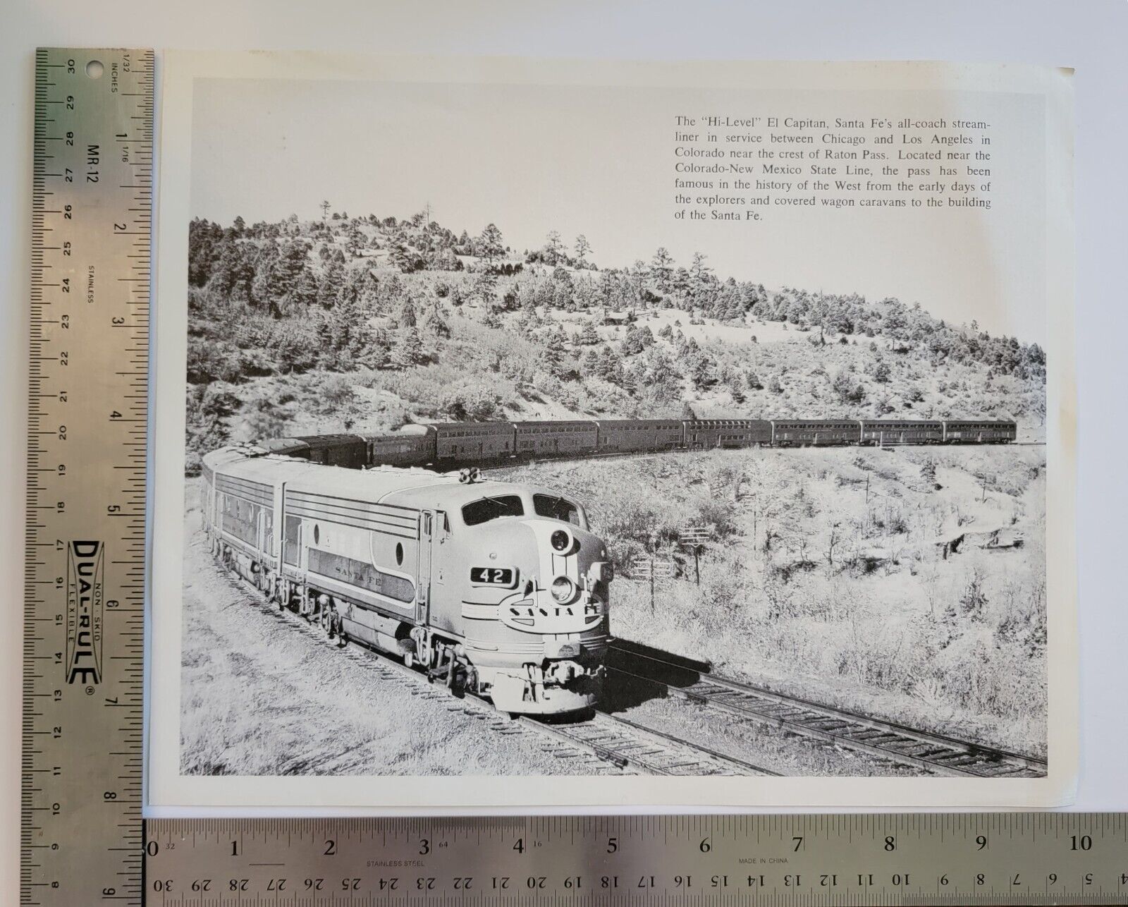 Vintage High Level El Capitan Santa Fe's all-coach Streamliner Railroad Photo