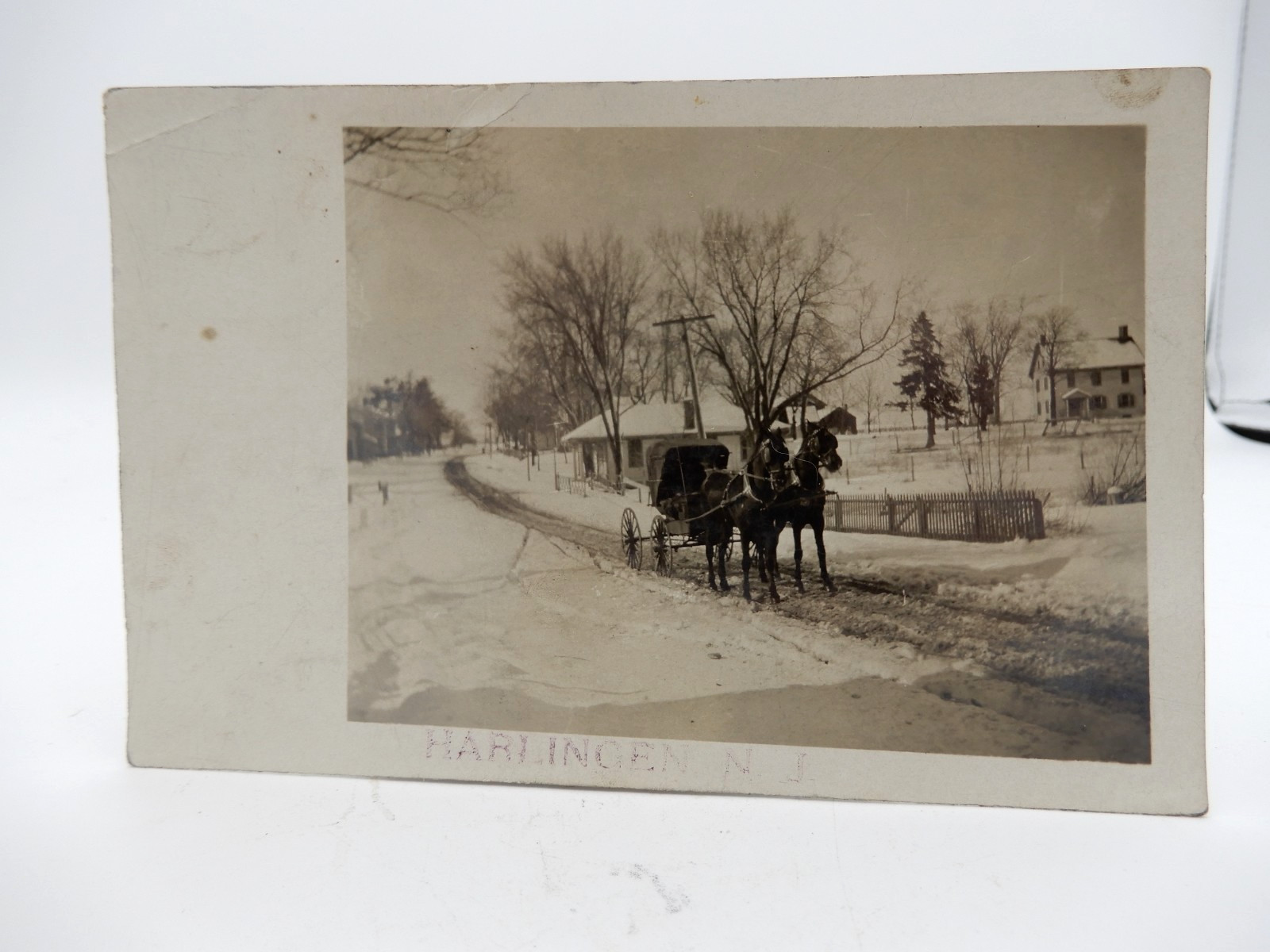Harlingen Somerset Cty NJ RPPC Real Photo Postcard Winter Scene