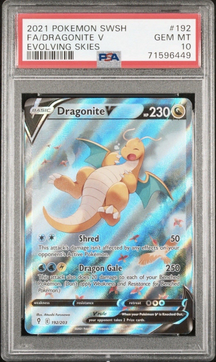 Dragonite V Evolving Skies 192/203 SWSH PSA GM 10 Hot Pack Dragonite V Evolving Skies 192/203 SWSH PSA GM 10 Hot Pack