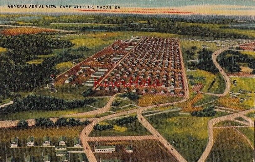 Postcard General Aerial View Camp Wheeler Macon GA 1942