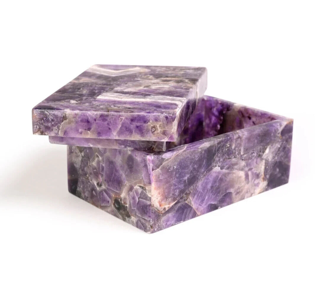 Amethyst Jewelry Box - Purple Gemstone Crystal Multi Utility Box - Luxury Box