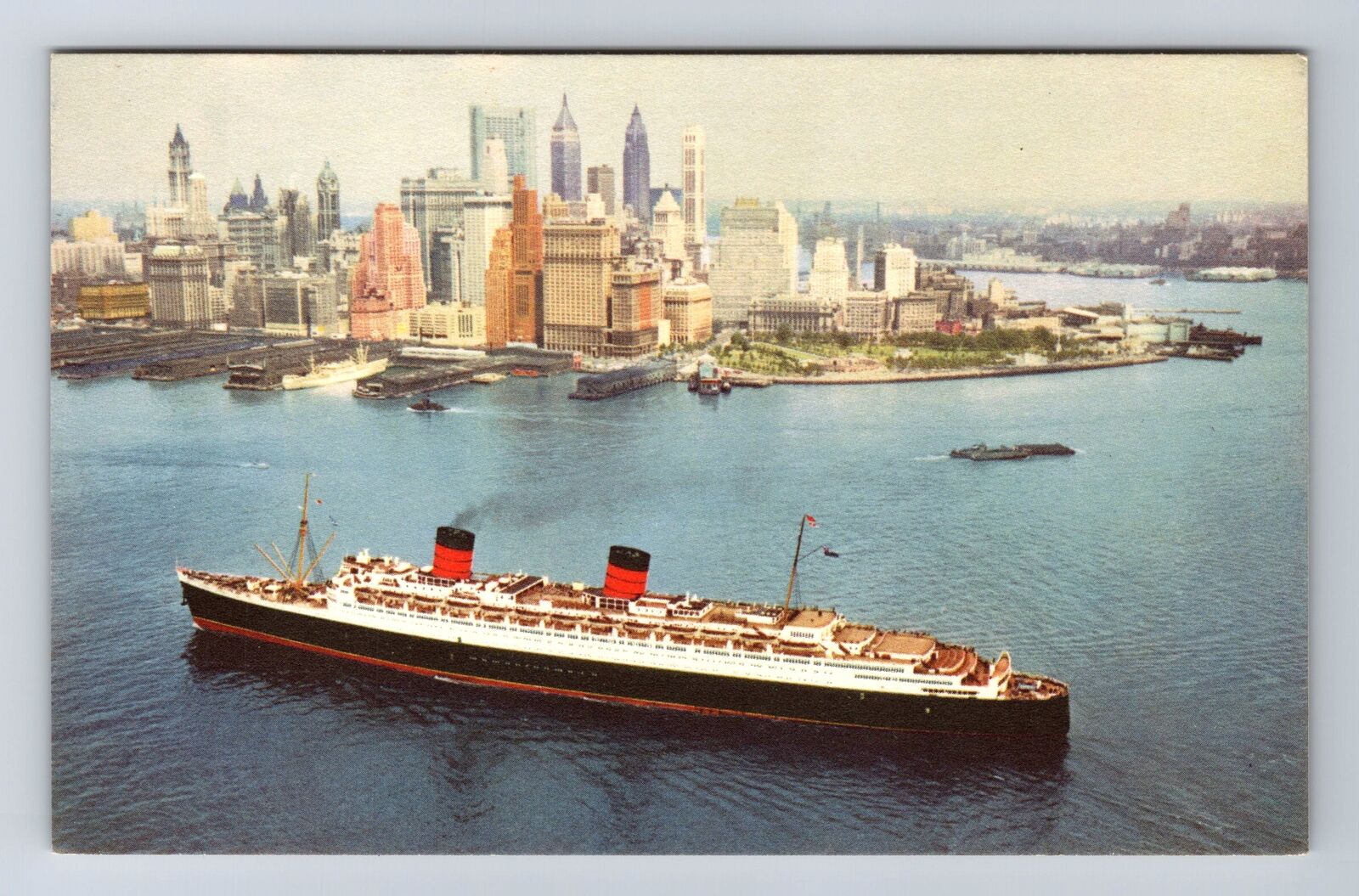 Cunard RMS Queen Elizabeth, Ship, Transportation, Antique, Vintage Postcard
