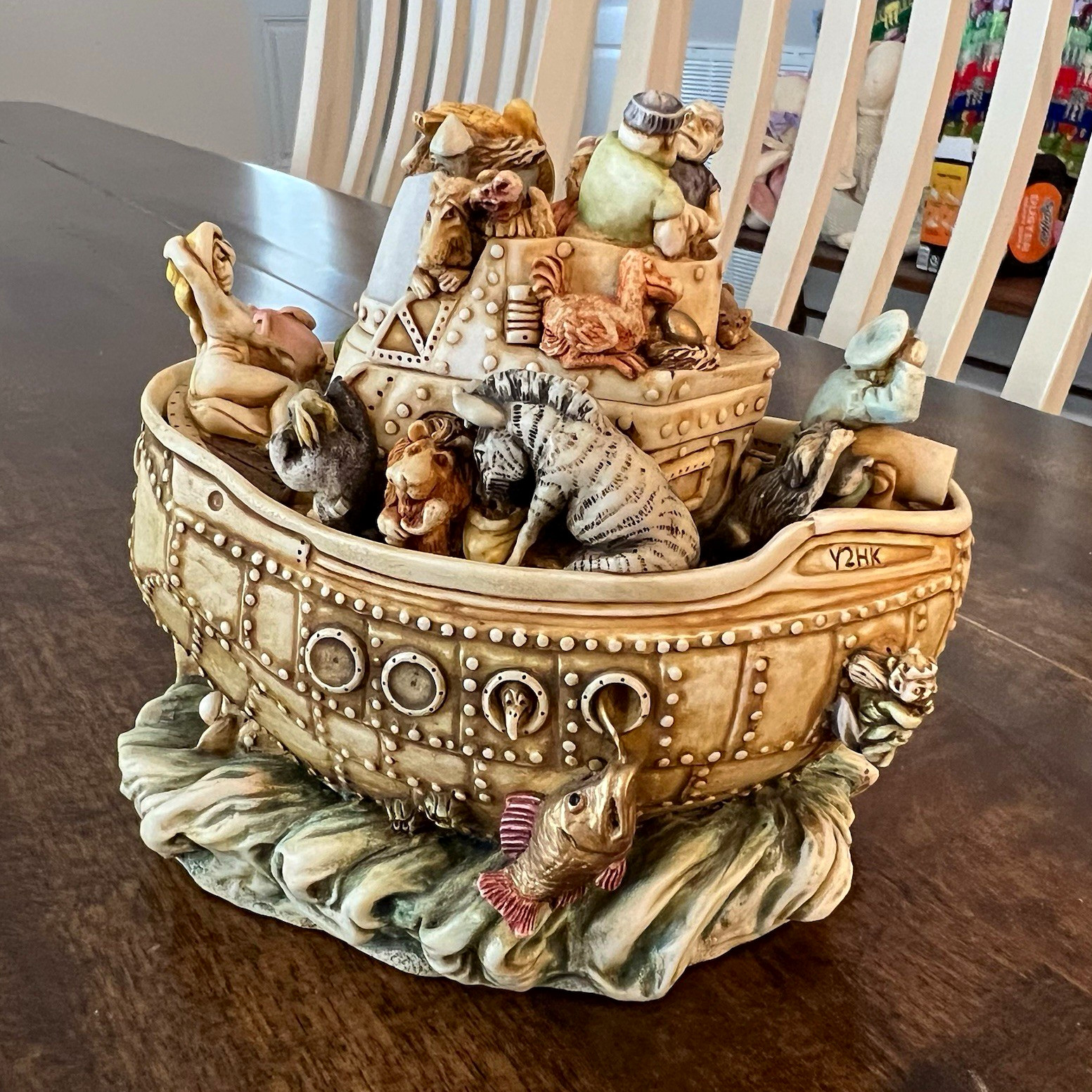 Vintage 1999 Harmony Kingdom 'Y2HK' ark resin treasure box figurine.