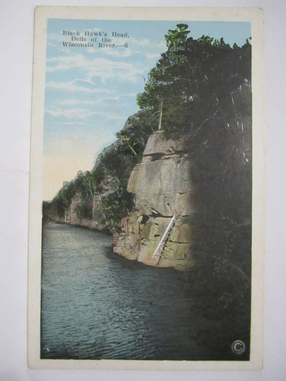 BLACK HAWK\'S HEAD ROCK FORMATION POSTCARD WI WISCONSIN RIVER DELLS 1920s