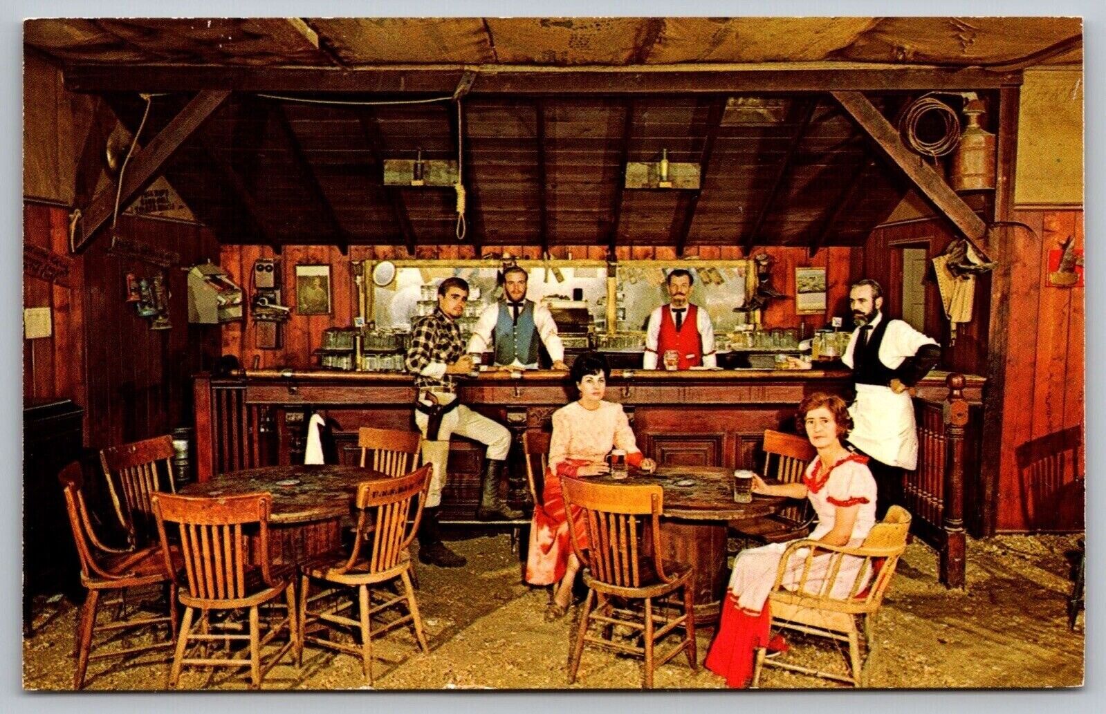 Cripple Creek Famous Bar Malemute Saloon Interior Ester City Alaska VTG Postcard