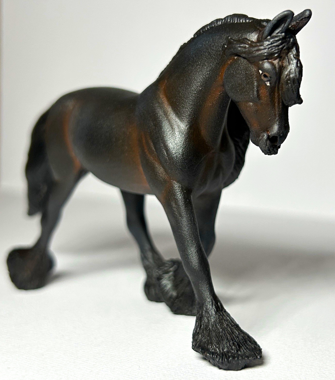 Custom Breyer Stablemate Dark Bay Draft Horse Feathered OOAK