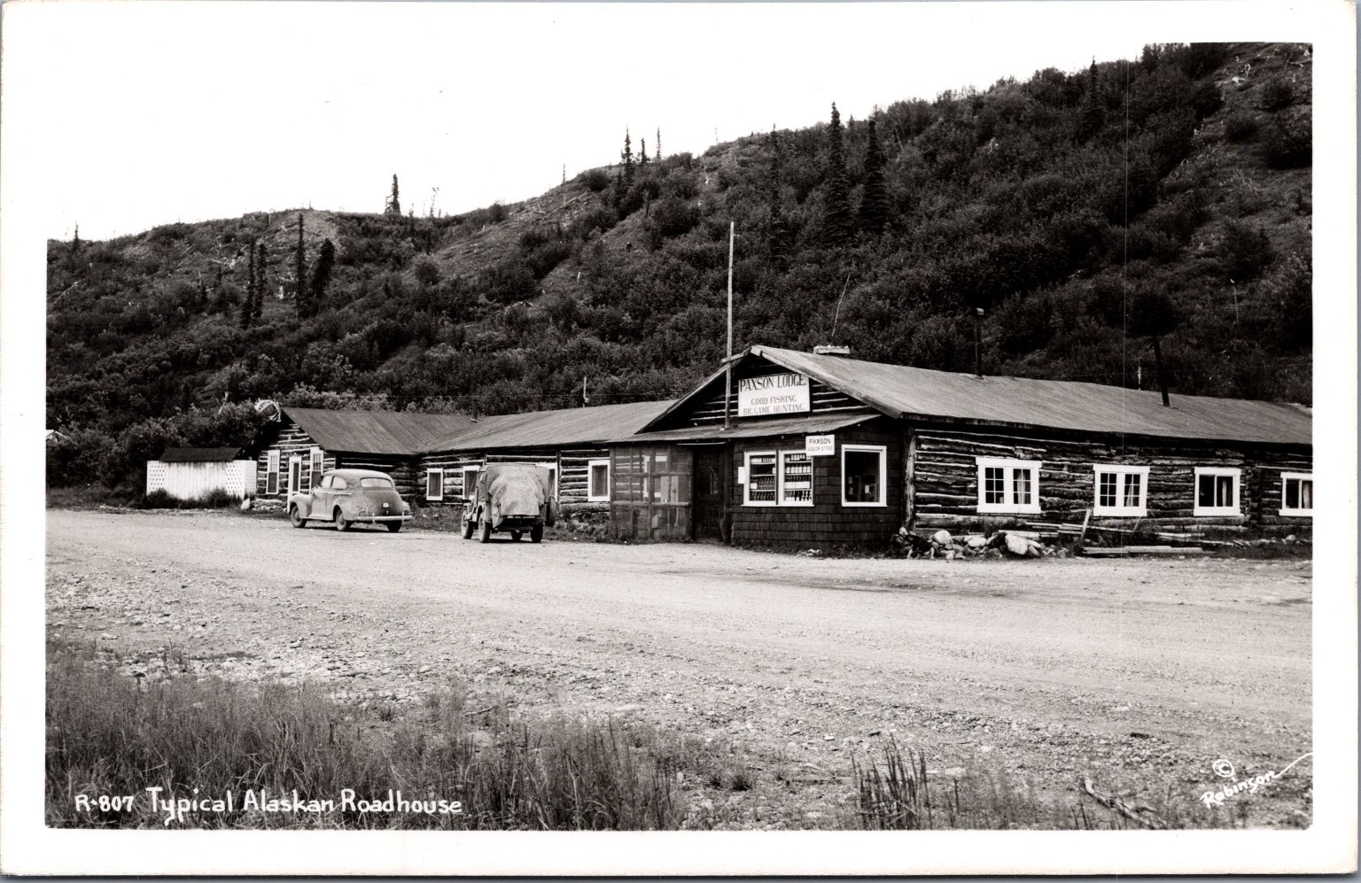 Vintage RPPC Typical Alaskan Roadhouse Hayes House Cabins Meals Robinson Photo