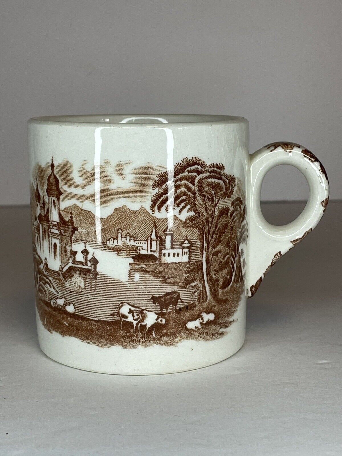 Vintage MALING Newcastle On Tyne Coffee Mug Tea Cup Brown Castle Transferware