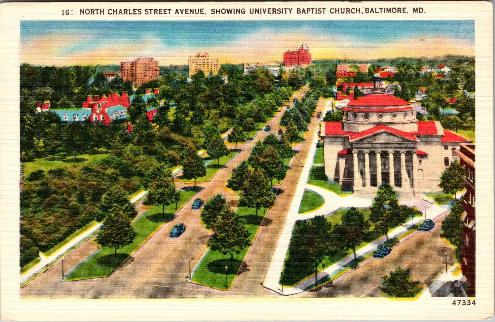 Baltimore MD-Maryland, North Charles Street Avenue, Vintage Postcard