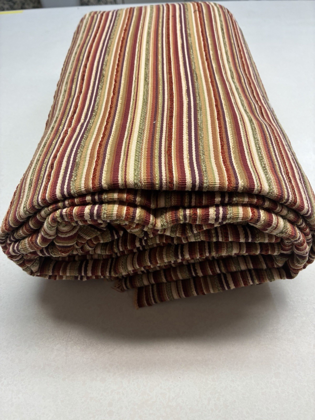 1960-70 Retro Mod MCM Striped Cotton Textured Upholstery  apparel Fabric  7 Yrd