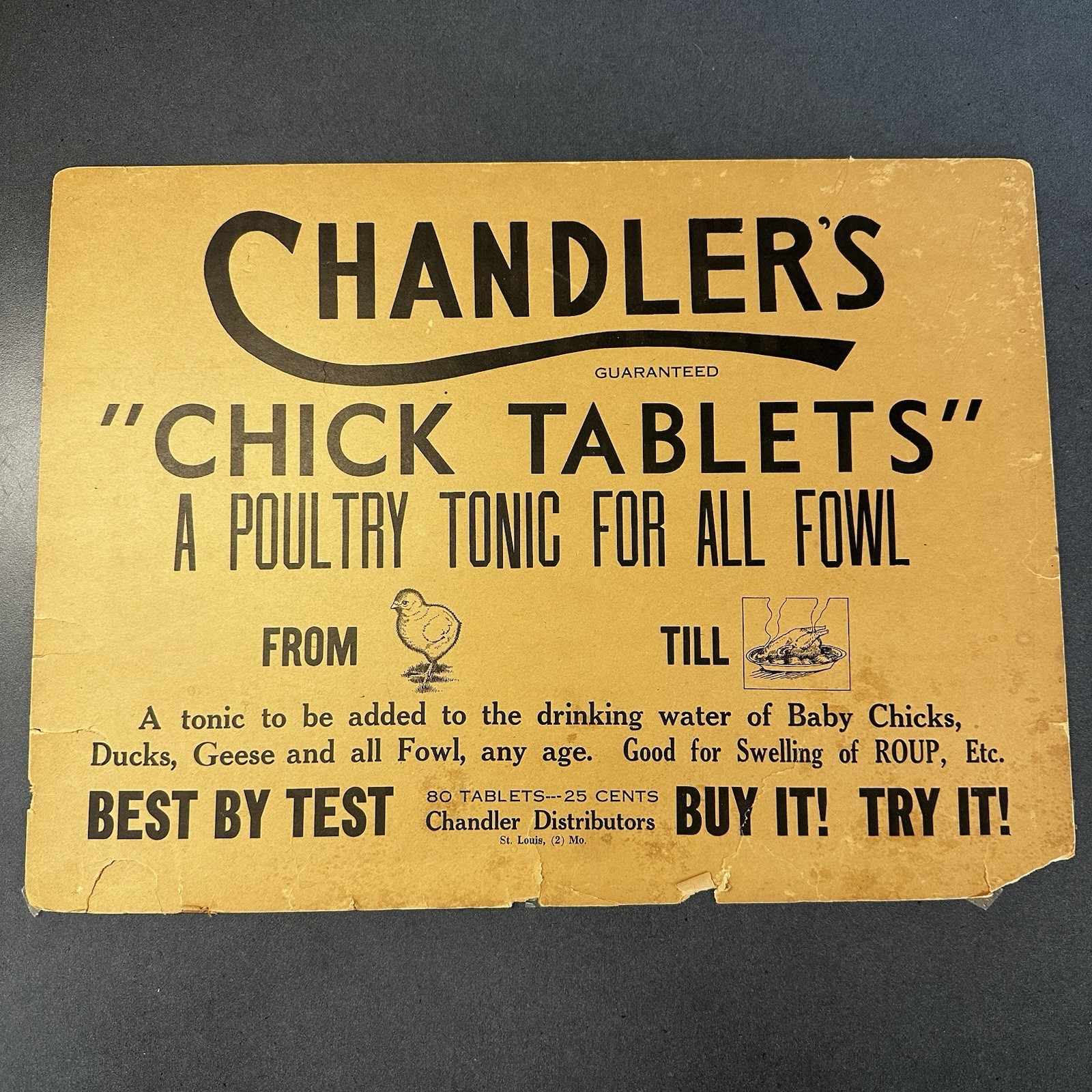 Vintage Chandler Chick Tablets Cardstock Print Dairy Advertising 17x13 St. Louis Vintage Chandler Chick Tablets Cardstock Print Dairy Advertising 17x13 St. Louis