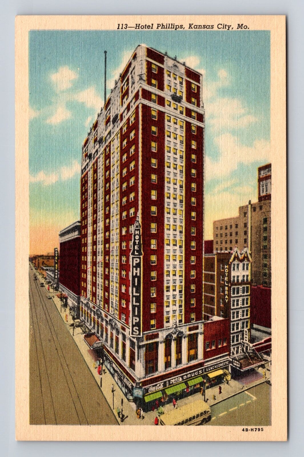 Kansas City MO- Missouri, Hotel Phillips, Advertisement, Vintage Postcard