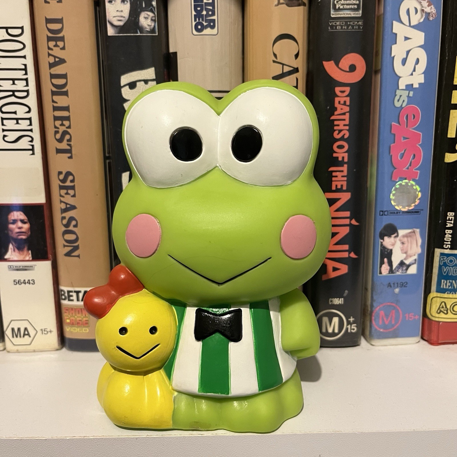 Vintage 93 Keroppi 90s Coin Piggy Bank 14cm san rio Japanese Licensed PVC Anime